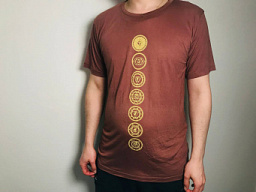Футболка мужская легкая, с чакрами, коричневая