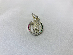 Кулон "Ганеша в круге с камнями", 2 см.