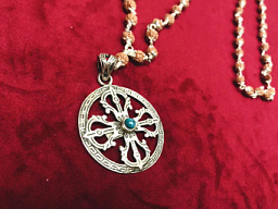 Кулон круглый Ваджра, серебро с бирюзой