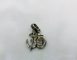 Кулон "Ом с тришулой и лингамом", серебро, 2 см.